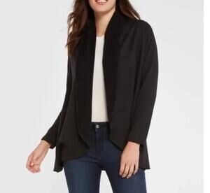 Quiet Luxury Brand DREW Morrison open draped cardigan Black XS Cozy Minimalist